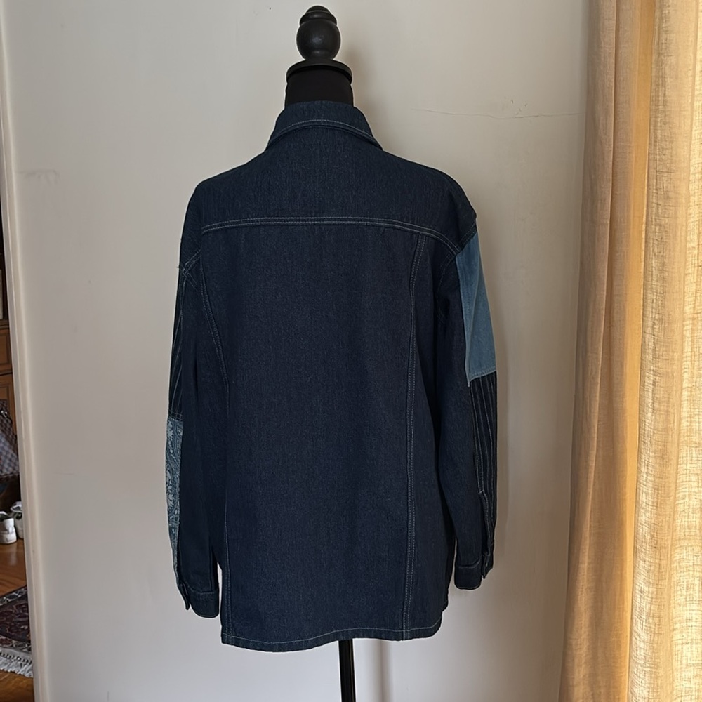 LOVE + HARMONY Novelty Patchwork Denim Chore Coat, Barn Jacket - M - Picture 7 of 12
